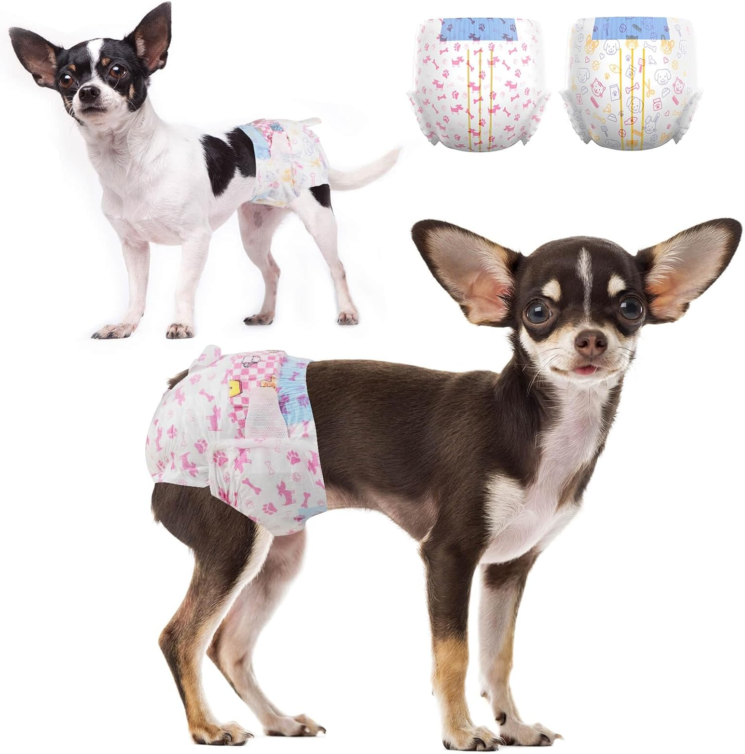 Dono Disposable Dog Nappies Female,48Pcs,Wetness Indicator,Super Absorbent Leak-Proof,Dog Season Diapers Female,Cat Nappies,Dog Pants for Incontinence,Heat,Period,Excitable Urinary,Xxs,Xs,S,M,L image number 5