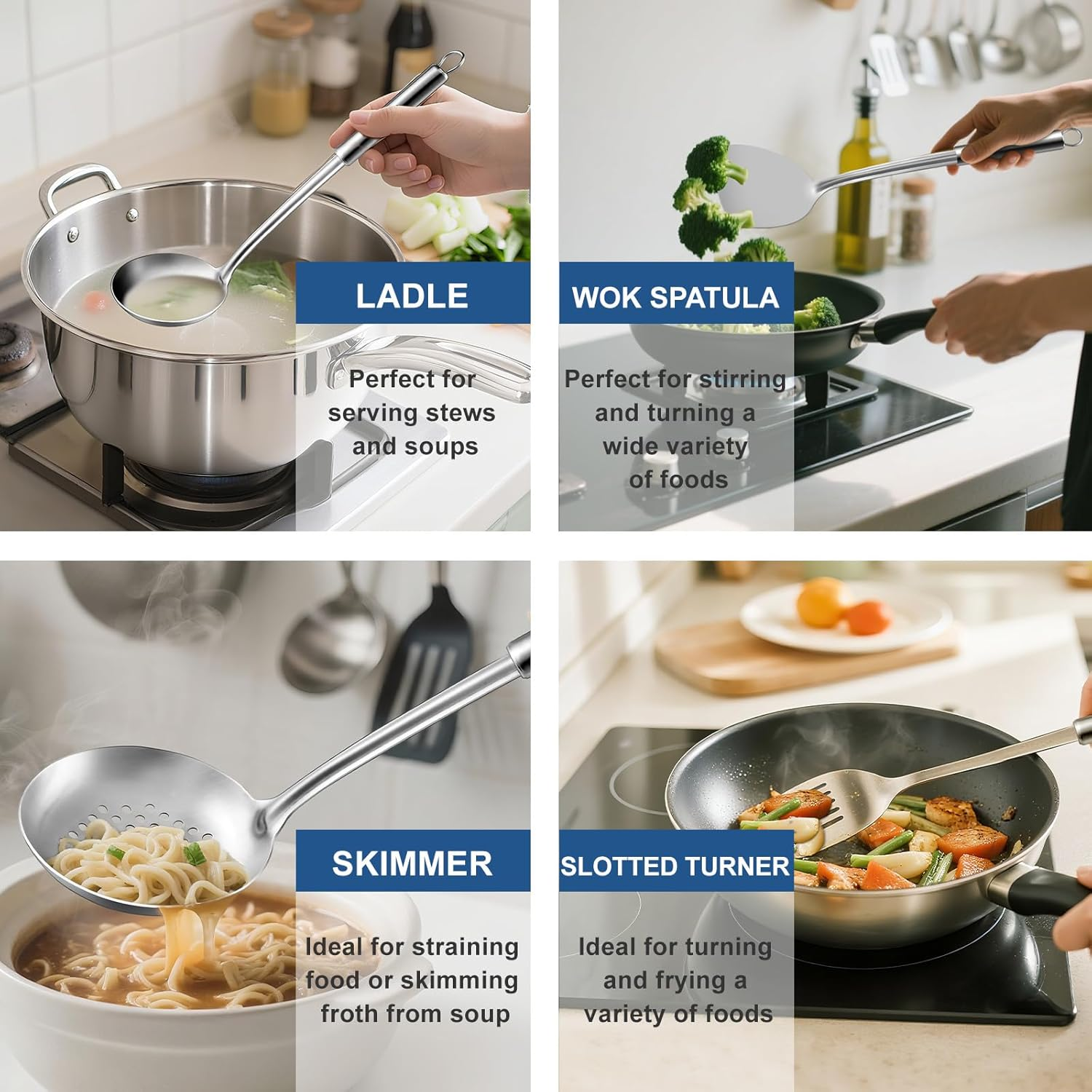 BEWOS 9 Piece Stainless Steel Kitchen Utensil Set - Cooking Utensils Set with Spatula and Utensil Holder, Heat Resistant & Dishwasher Safe, Non-Stick Friendly Kitchen Tools & Gadgets image number 1