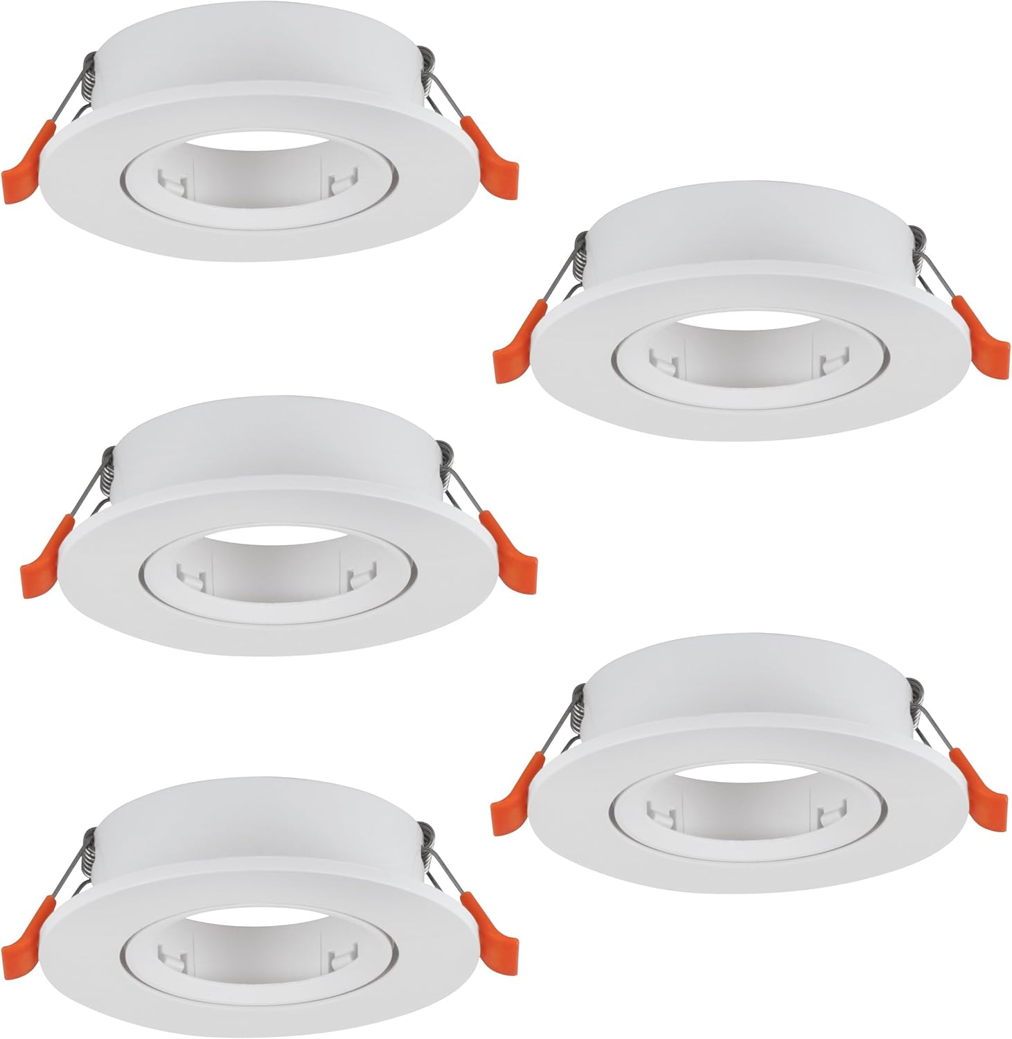 Eglo 5-Piece Set Recessed Spotlight Barranco, Swivel Ceiling Lamp, round Recessed Spot without Bulb, Ceiling Spotlight Made of White Plastic, GU10 Socket, &Oslash; 9 Cm image number 1