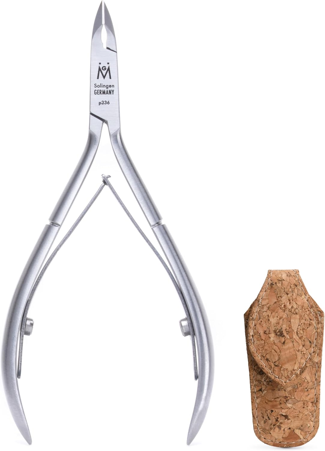 GERMANIKURE Professional Cuticle Nipper in Leather Case, Double Sharpened, Single Spring, Ethically Made in Solingen Germany