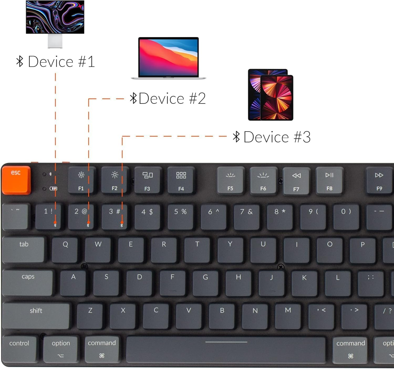 Keychron K5 SE Ultra-Slim Full Size 104 Keys Wireless Bluetooth/Wired USB Mechanical Keyboard with Hot-Swappable Low-Profile Optical Brown Switch, RGB Backlight Computer Keyboard for Mac and Windows - Low-Profile Optical Mint Switch image number 2