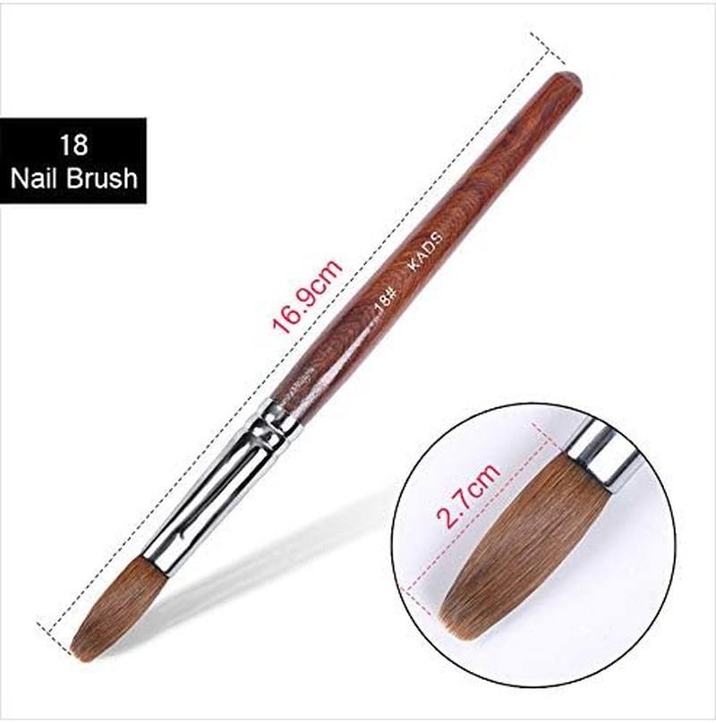 KADS Kolinsky Sable Acrylic Nail Art Brush Red Wood Pen Nail Brush for Nail Art Manicure Tool (18#)