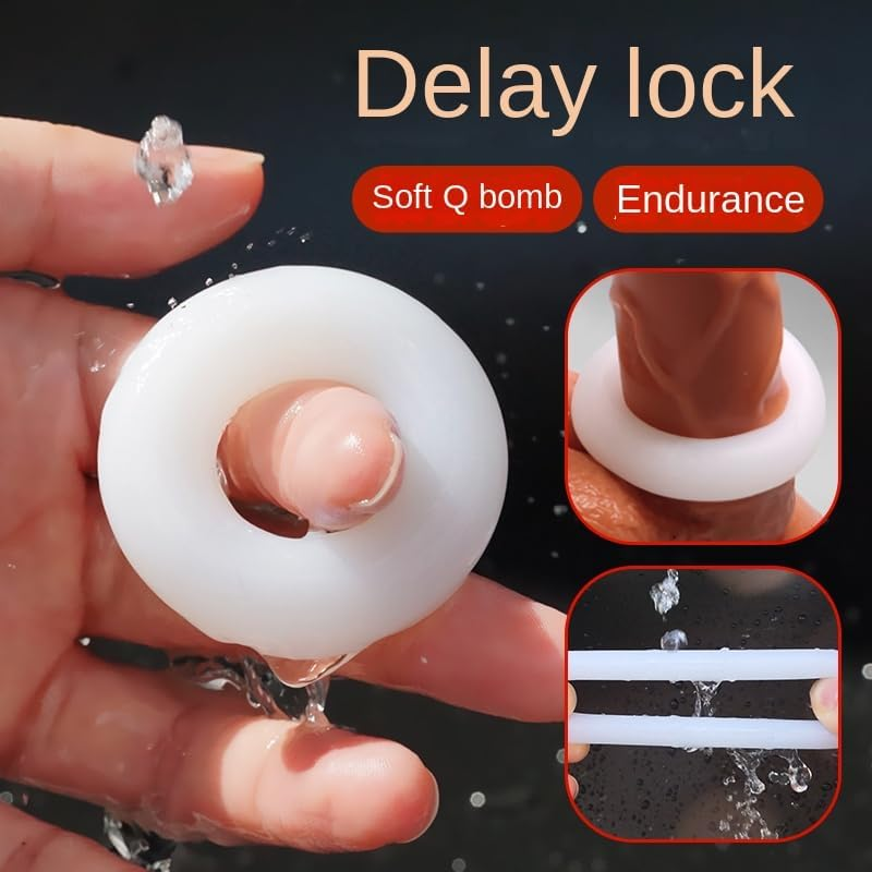Silicone Rings for Men and Women, Waterproof, Suitable for Shower, Bath, Swimming, Games, Time Delay Lock Shackle