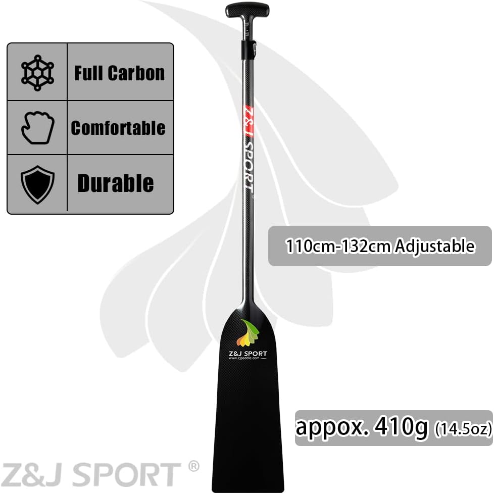 Z&J SPORT Adjustable Dragon Boat Paddle, IDBF Approved Boat Oars, Carbon Fiber Paddle Adjustable T Handle with Adjuster for Dragon Boat Paddler (Range: 43&rdquo;-52&rdquo; /110Cm-132Cm) image number 5