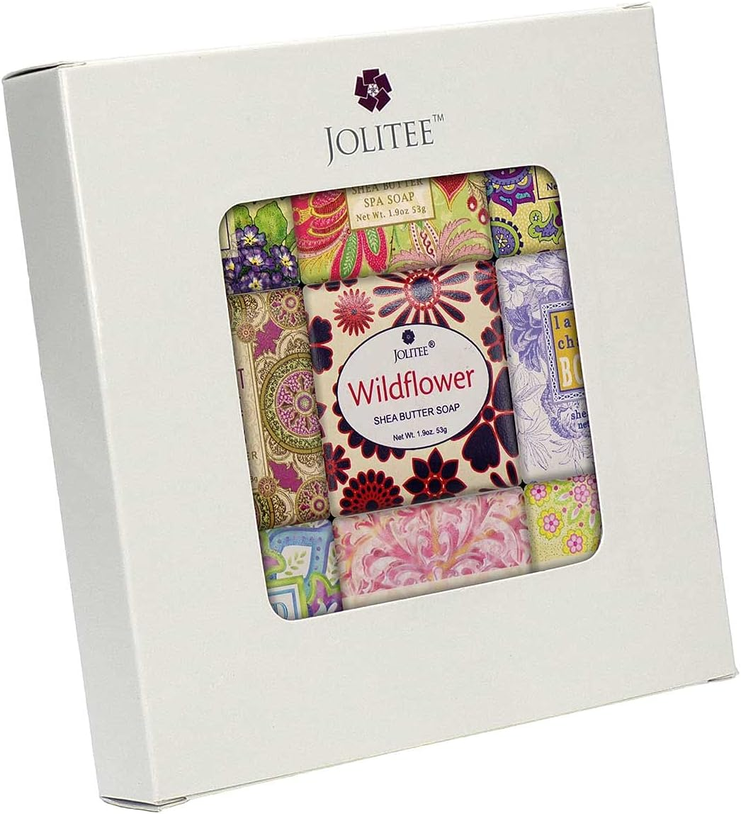 (Floral Favorites) - French Milled Botanical Soap Sampler Set in Nine Fabulous Scents, Individually Wrapped Vegetable Based Mini Soaps with Essential Oils, Shea Butter and Natural Extracts (Floral Favourites) image number 1