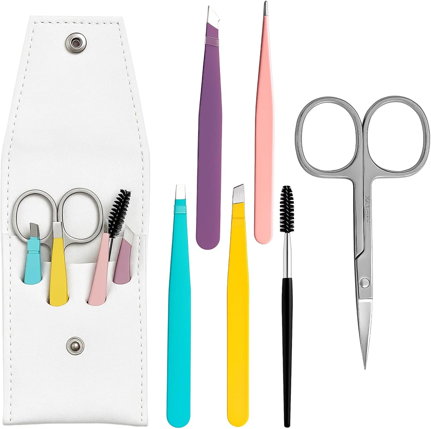 Tweezer, 6-Piece Set with Precision Tips, Stainless Steel Eyebrow Tweezers and Lash Tweezers, Slant Tip and Pointed Tip image number 1