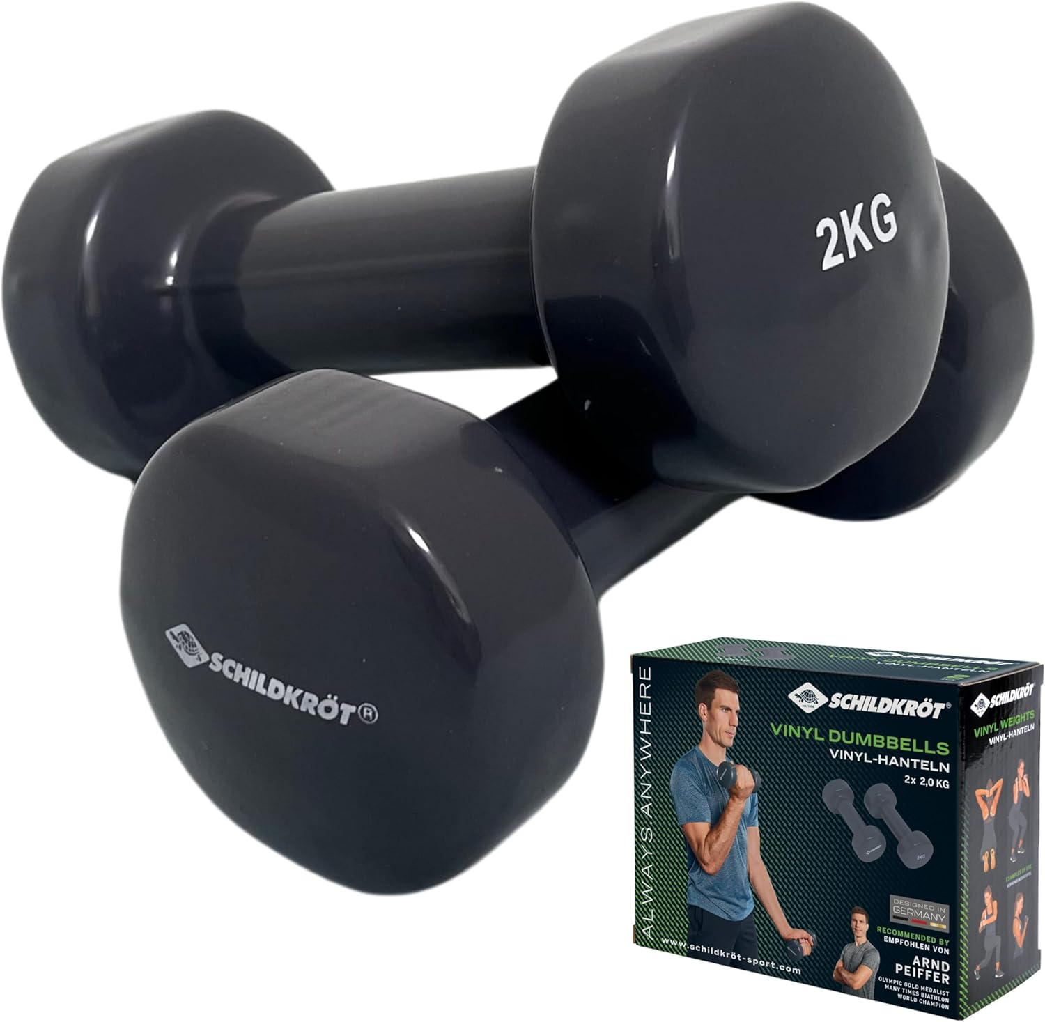 Schildkr&ouml;t Vinyl Dumbbell Sets, Available in Various Weights, 0.5 Kg - 3.0 Kg, Available in 4 Colours Box