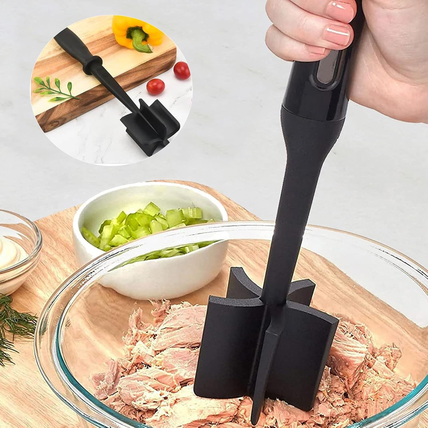 Loimon 5-Blade Meat Chopper & Hamburger Chopper Tool - Premium Heat Resistant Ground Beef Chopper, Frozen Meat Separator & Masher for Vegetables Dishwasher Safe image number 5