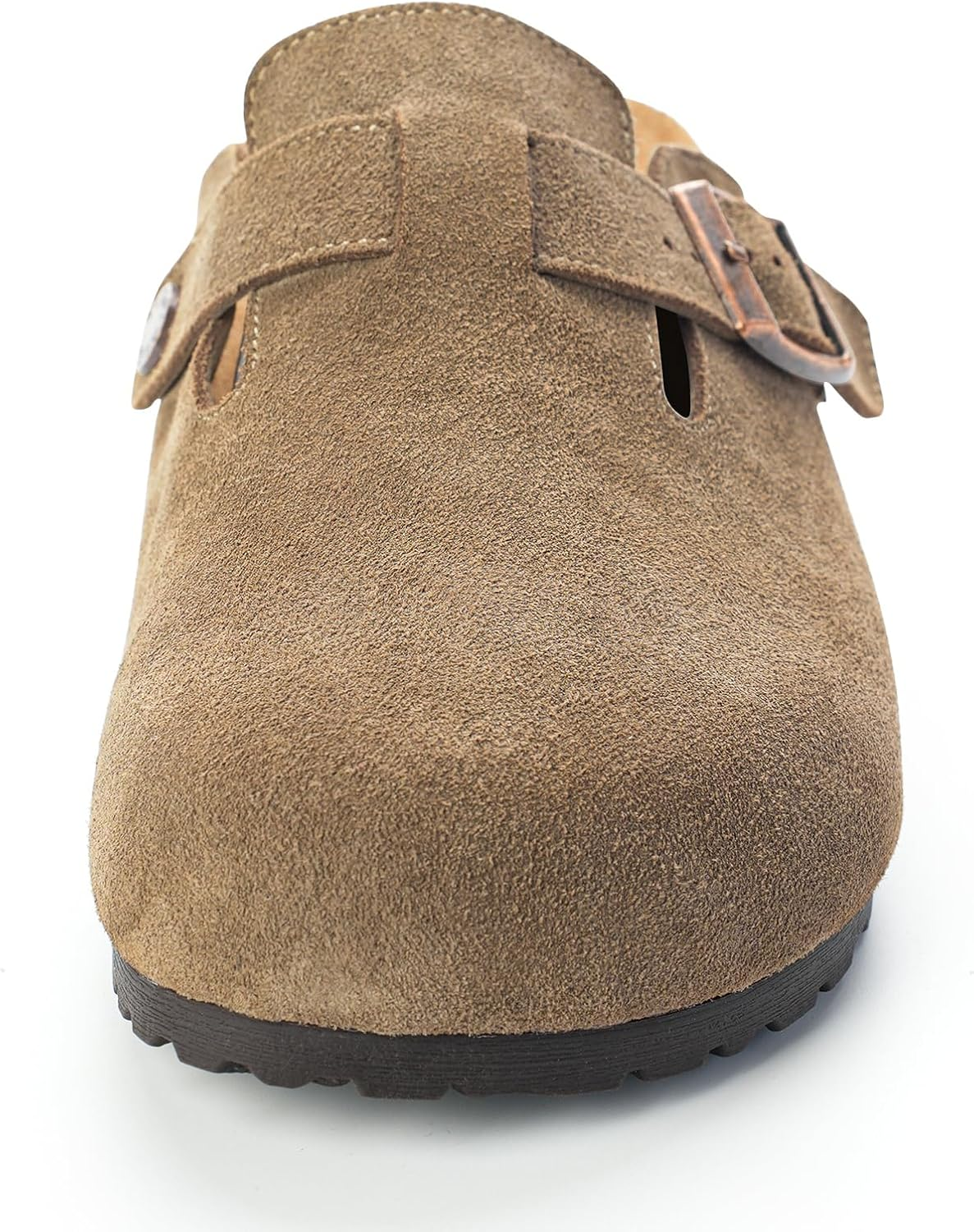 ALGF Women'S Suede Clogs Soft Cork Footbed Leather Mules Comfort Potato Shoes with Arch Support