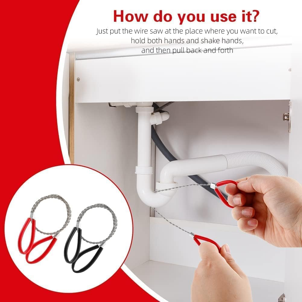 4Pcs Stainless Steel Wire Saw Emergency Saws,Pvc Pipe Cable Saw Stainless Steel Wire Saw Hand Pocket String Rope Saw, Cable Saw Metal Wire Saw Hand Pocket String Rope Saw PVC Pipe Cutting Tool image number 4