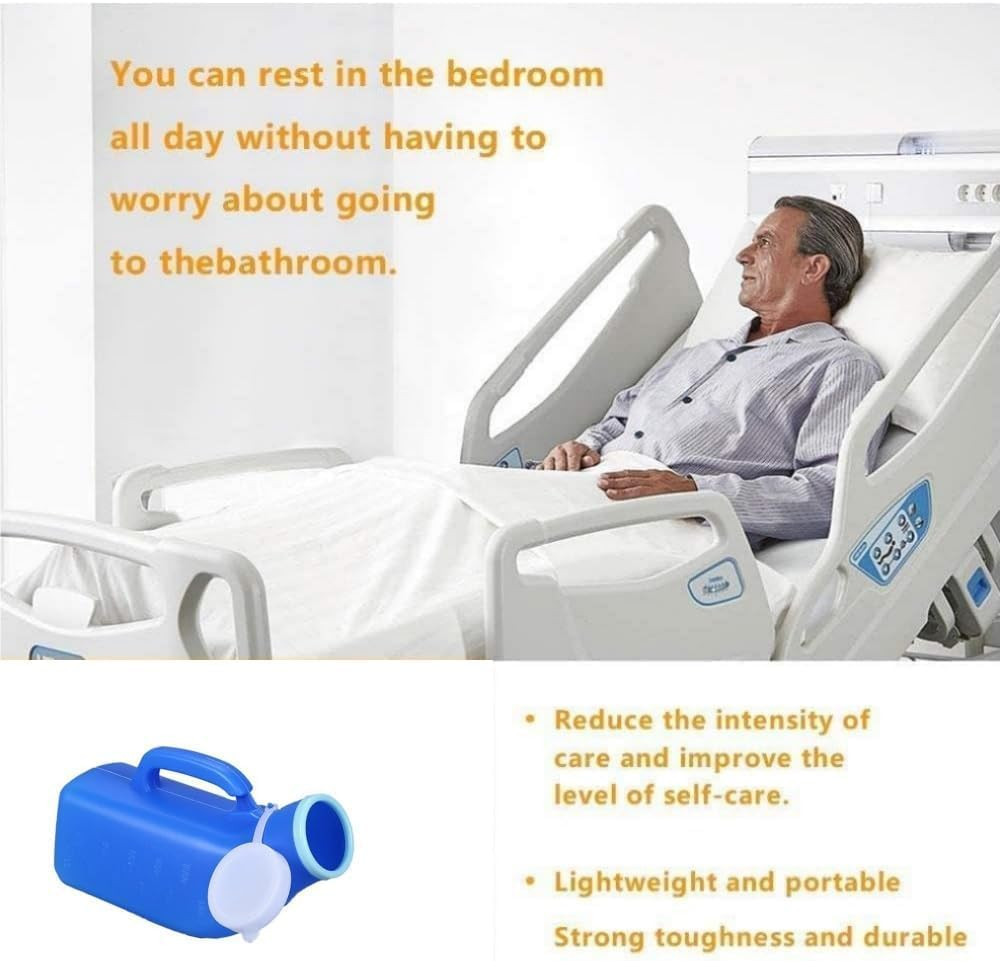 Men'S Portable Urinal with Lid, Spill Proof Urine Bottles for Men for Travel, Hospital and Home Care(Blue) image number 5