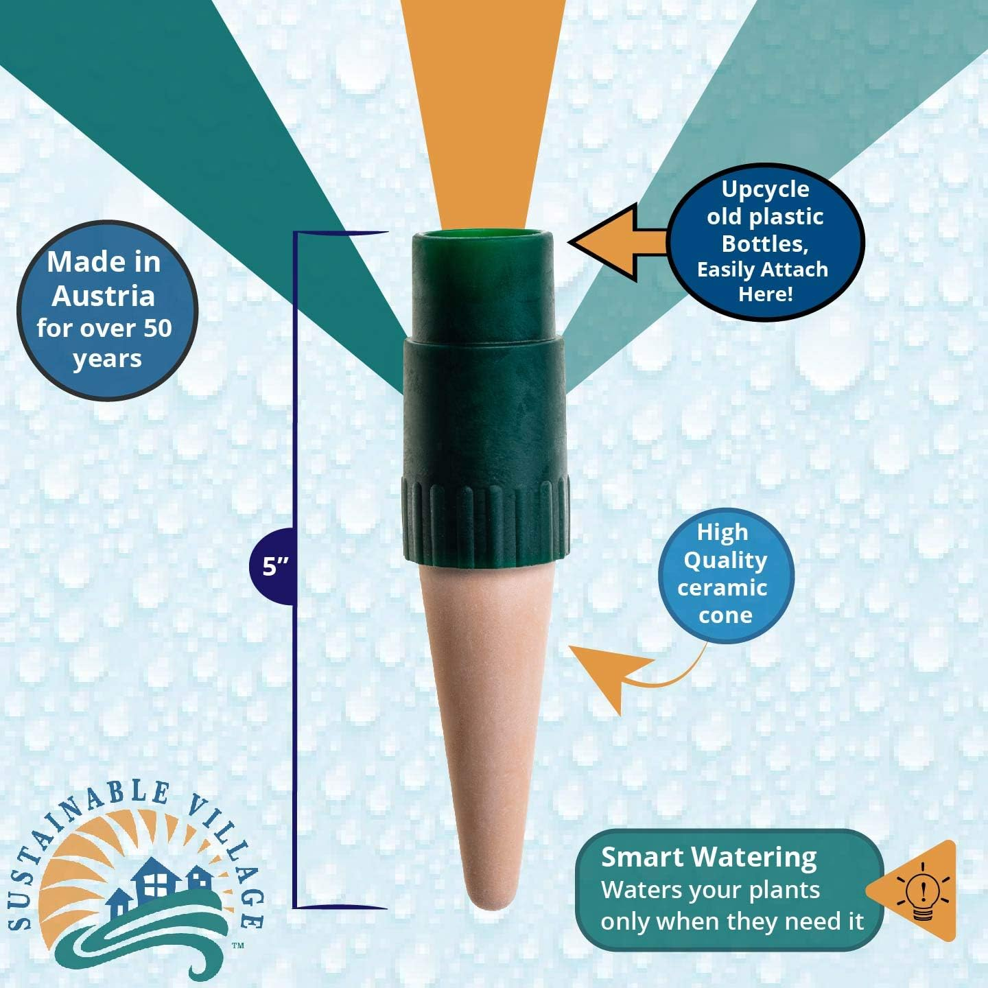 Blumat Bottle Adapters | Plant Watering Stakes | Fits 1 and 2 Liter Bottles | Use When on Vacation | 3 Pack image number 1