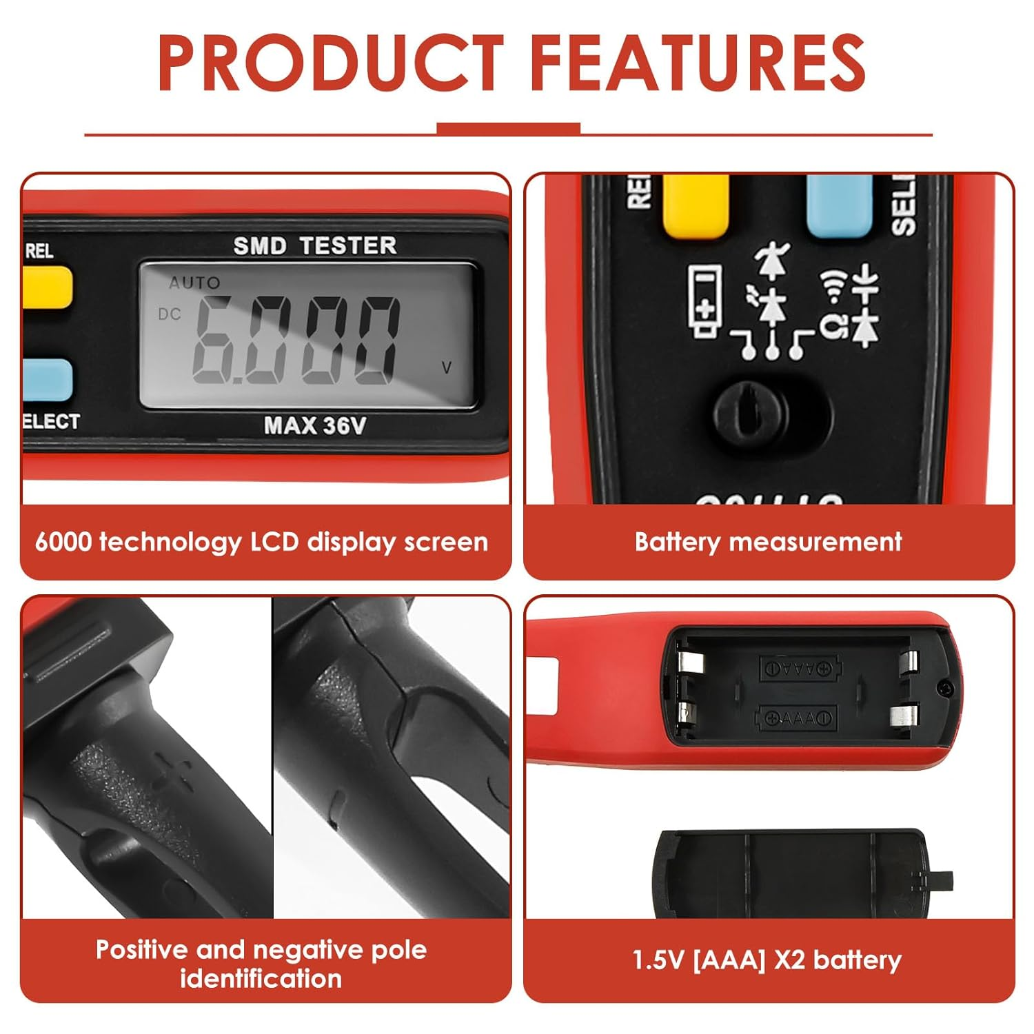 Draw Fuse Tester Multifunctional Fuse Monitor Battery Powered Circuit Tester Reusable Automotive Car Circuit Testing Tools for Car Boat Caravan(Red and Gray) image number 6