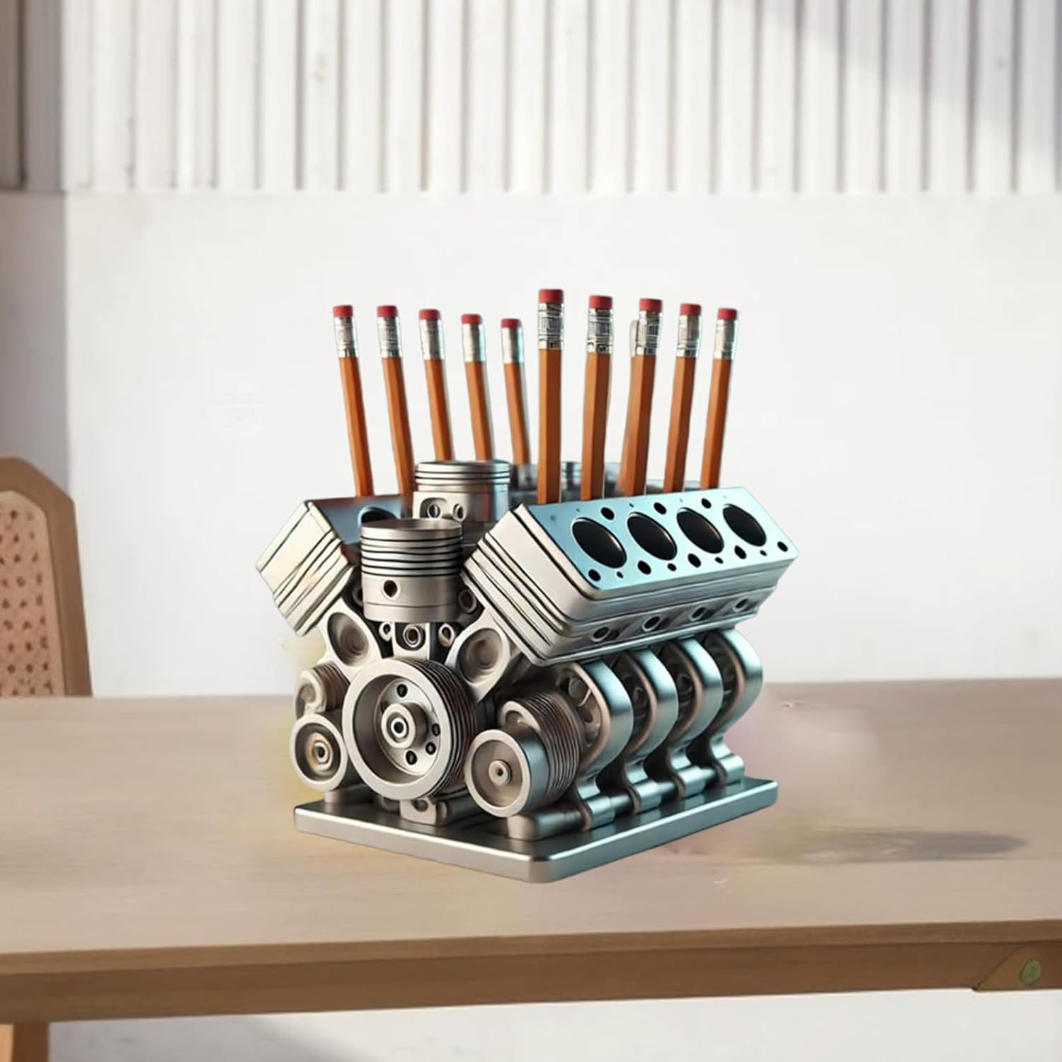 Pen Holder with V8 Engine, Engine Block Pencil Organizer, 3.94X3.94X3.15 Inches, Unique Desktop Storage for Stationery, Workplace Supplies, and Living Room or Bedroom Decor image number 4