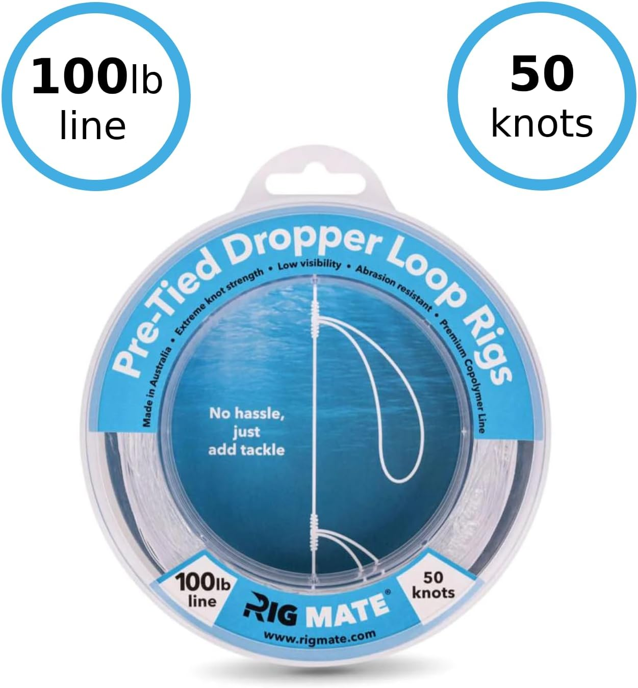 100 Lb Pre-Tied Dropper Loop Rigs. Fishing Line Spool. Loops 18 Inches Apart with 5.5 Inch Loop Size. Perfect for Saltwater & Freshwater Fishing. Perfect for Snapper & Other Bottom Feeding Fish. image number 4