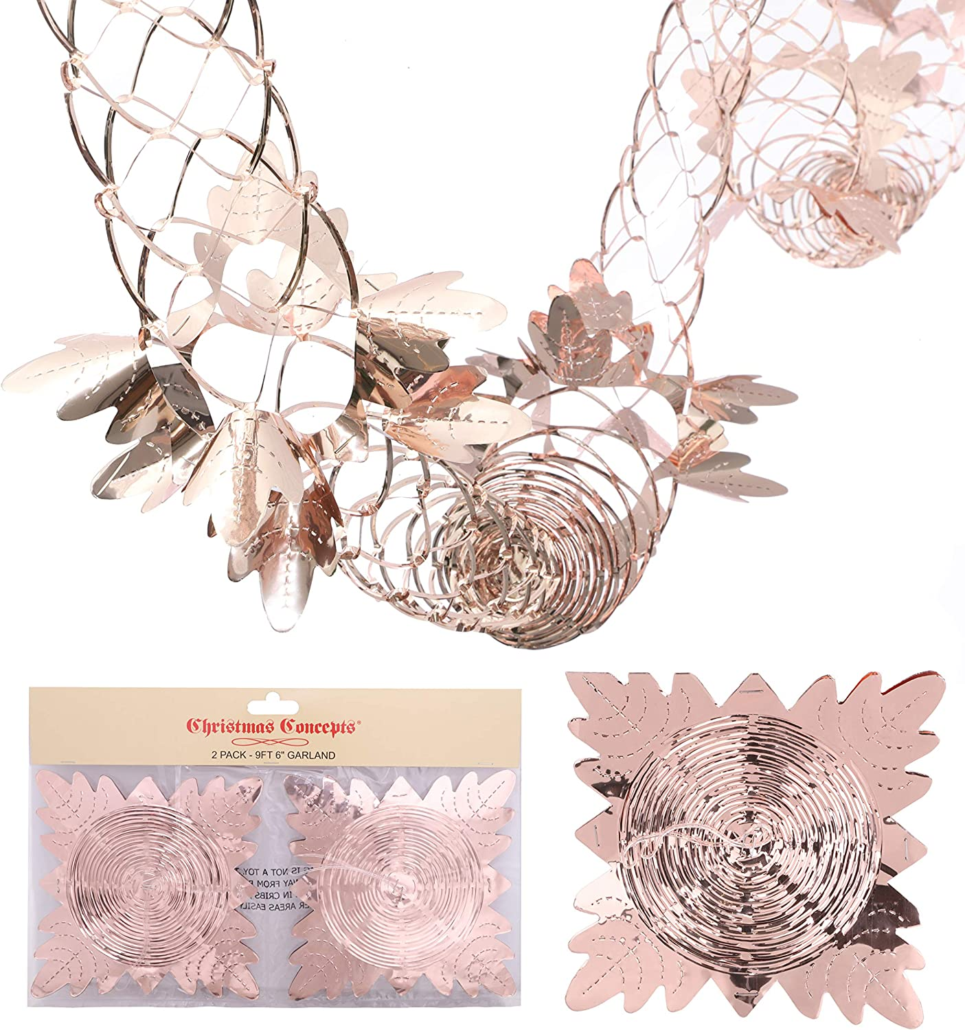 Christmas Concepts&reg; Pack of 2 9Ft Garland Festive Hanging Decorations - Rose Gold - Gold image number 6