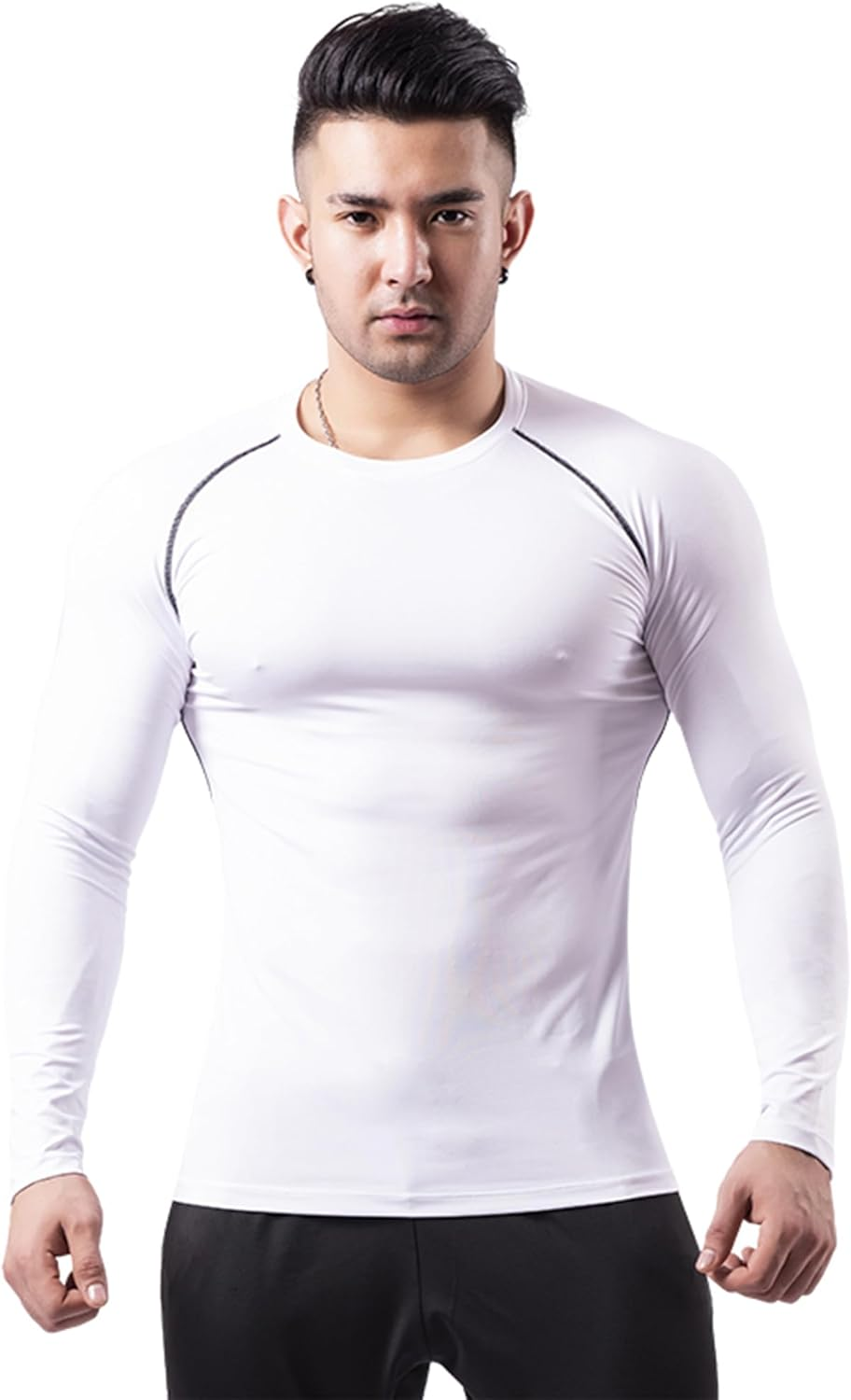 LOMGXIU Men'S Workout Shirts Sports Running Long Sleeve Shirts image number 5