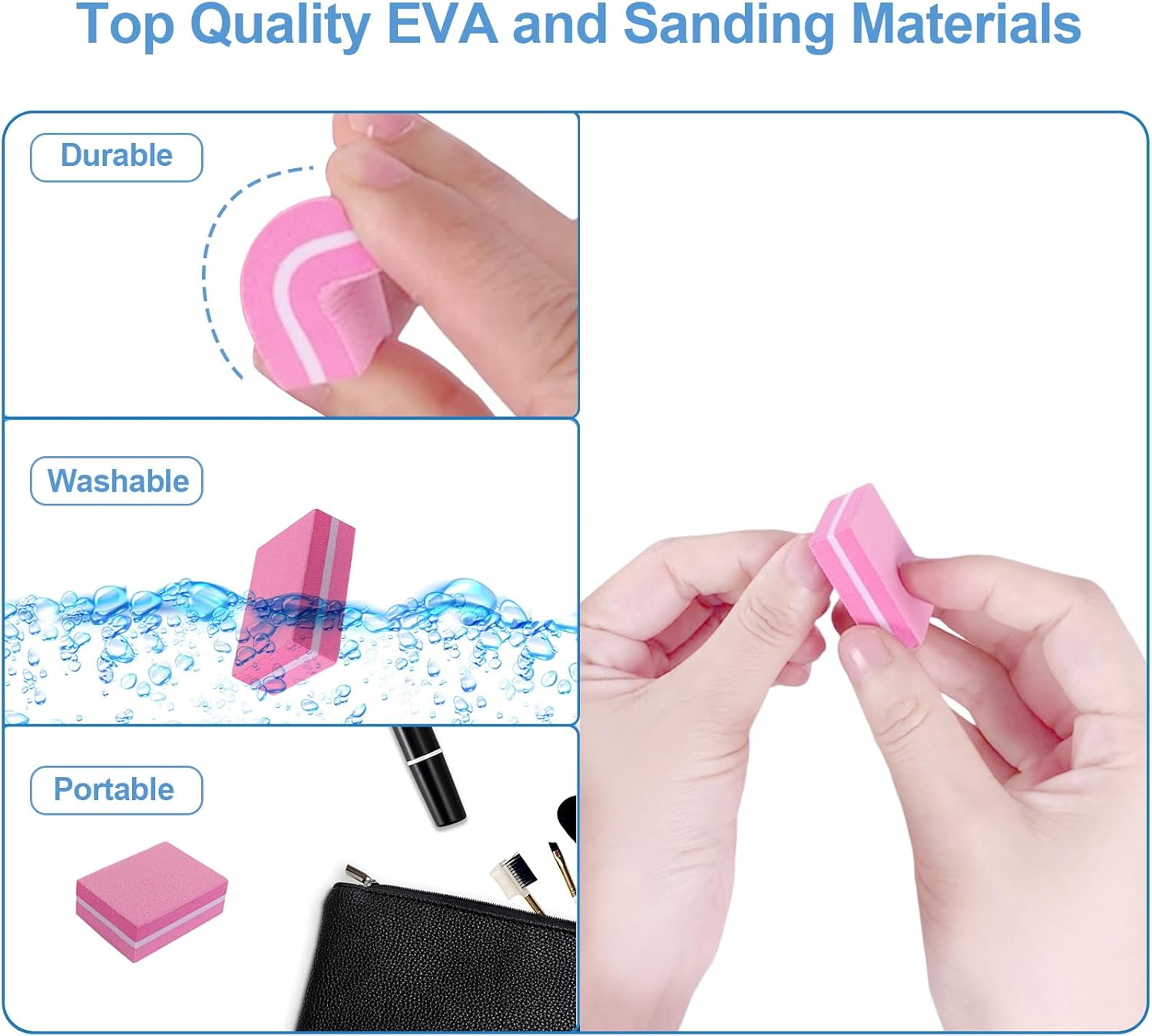 180/240 Grit Nail Buffers (50 Pack), Mini Buffer Block Nail File for Acrylic Nails and Natural Nails, Professional Nail Buffer Block Bulk Buffing Blocks for Nail Buff Manicure File Blocks Set Pink image number 6