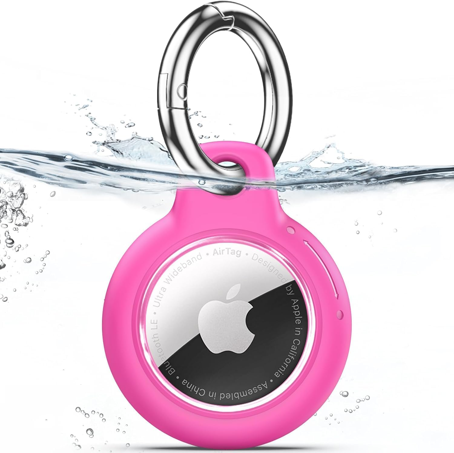 Compatible with Apple Airtags Keychain Waterproof Airtag Holder, Hard PC Airtag Case, Anti-Scratch and Shock Air Tag Holder, Airtags Accessories for Holder, Cover for Dog,Car Key,Luggage 【Rose Red】
