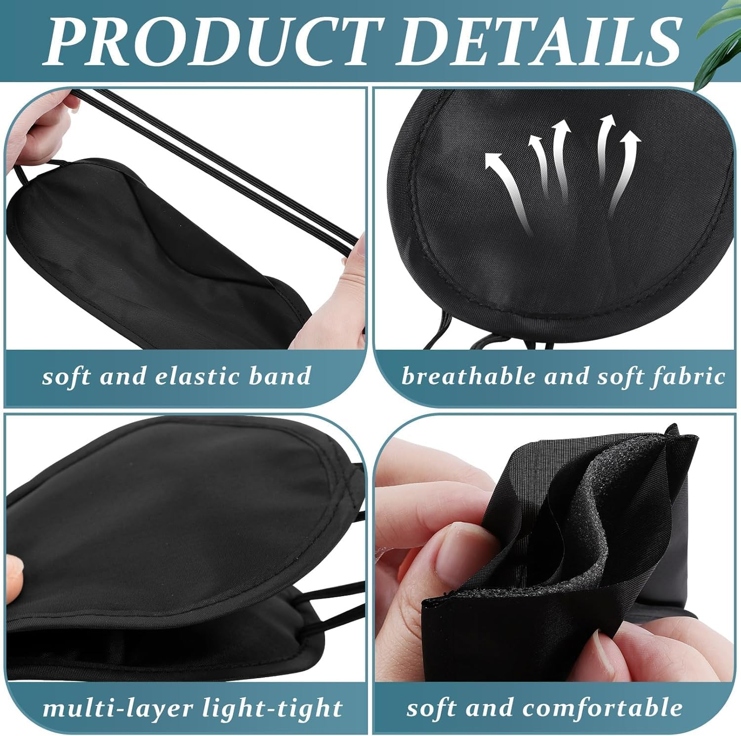 Lightweight Blindfold Eyeshade Eyepatchs, 30Pcs Black Eye Cover Sleeping Mask Blindfold,Soft and Breathable Night Mask with 2 Elastic Bands image number 6