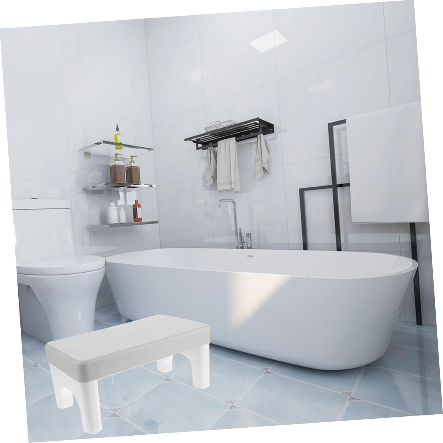 EXAOMBLE Bathroom Stool Step Stool for Boys and Girls Adults Foot Toilet Cubicle Legs Easy to Carry Space-Saving image number 5