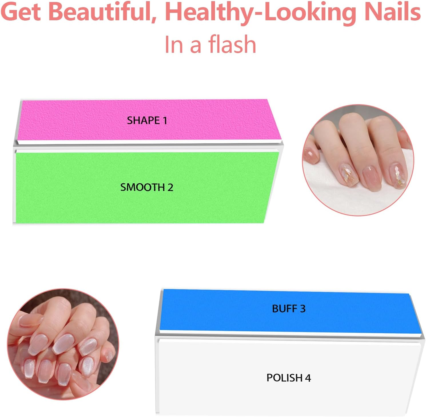 ONBPIY Nail Buffer Block 2 Pcs 4 Way Nail File Polisher for Natural and Acrylic Nails Multi Grit 120 240 600 3000 for Fingernail Shine image number 6