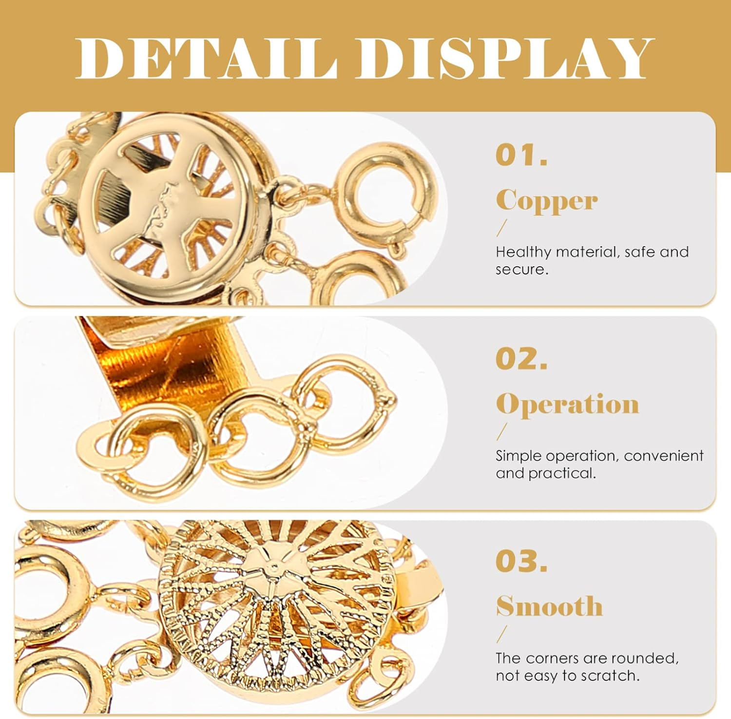 Sewroro 2Pcs Necklace Layering Clasp Slide Lock Jewelry Connectors Multi Strands Clasps for Layered Bracelet Jewelry Crafts image number 1