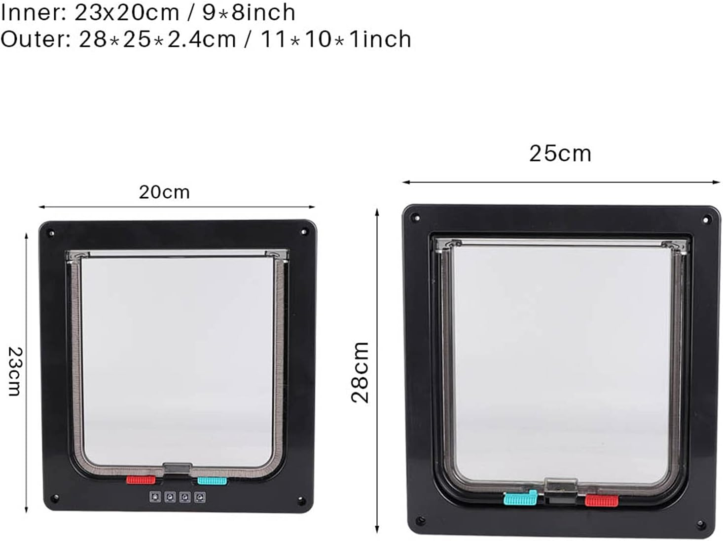 ABS Acrylic Pet Cats Screen Door Window Lockable Waterproof Medium Cat Flap (Black) image number 1