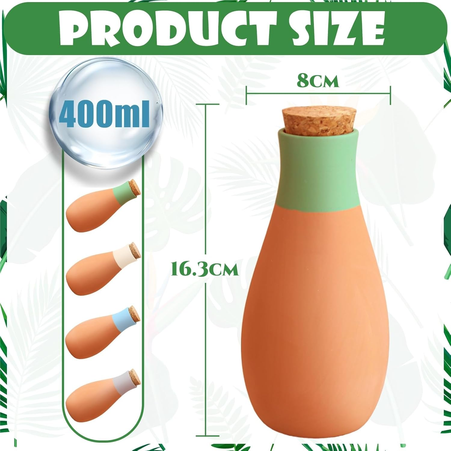 4 Pcs Terracotta Watering Pots, 13.5Oz/400Ml Terracatta Self-Watering Globes for 1-Week, Watering Planter Insert for Outdoor & Indoor Plants Easy to Refill - Set of 4 image number 2