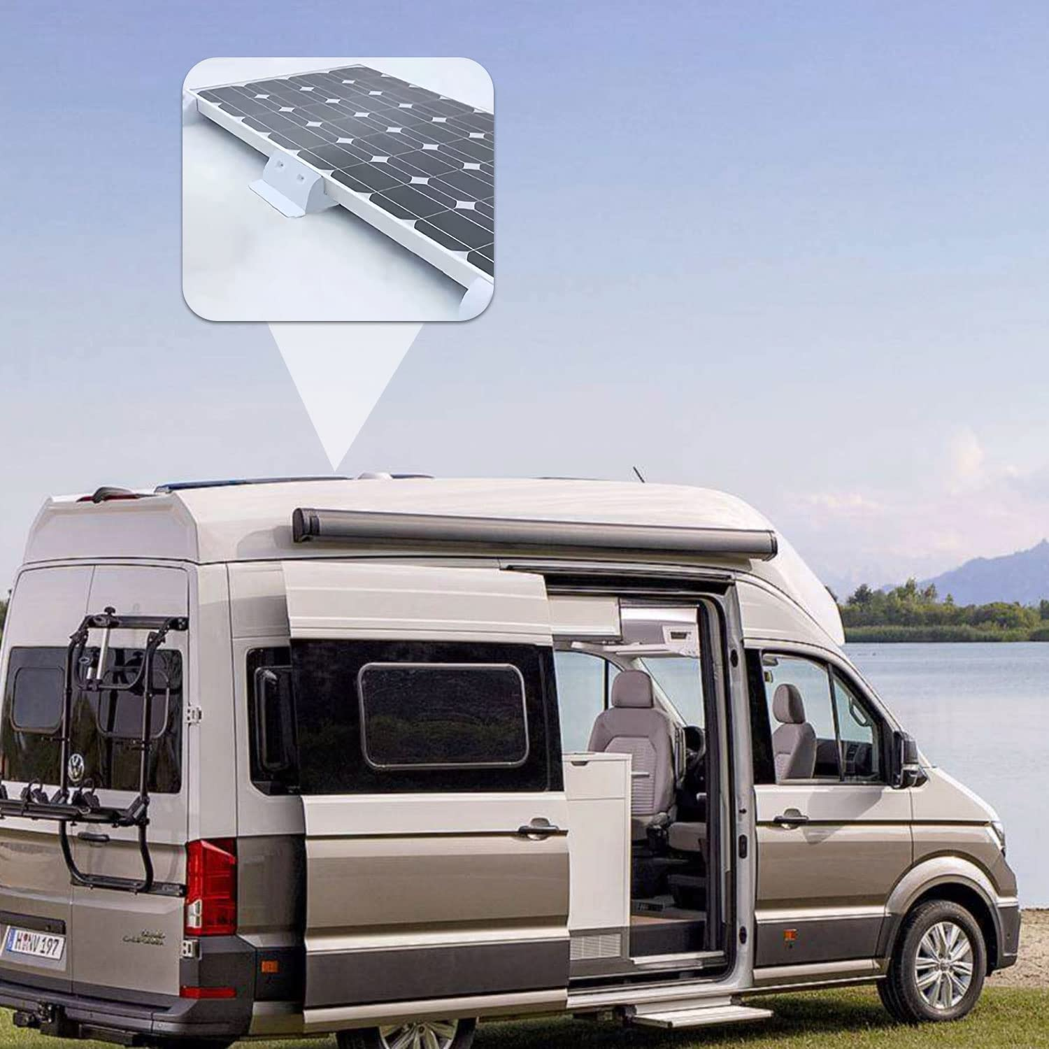 Solar Panel Corner Mounting Brackets ABS Drill-Free Solar Panel Brackets Roof Mount Kit with Cable Entry Gland Housing Mount for RV, Caravan, Vehicle, Camper Vans, Sheds, Garages (White, 7Pcs) image number 3