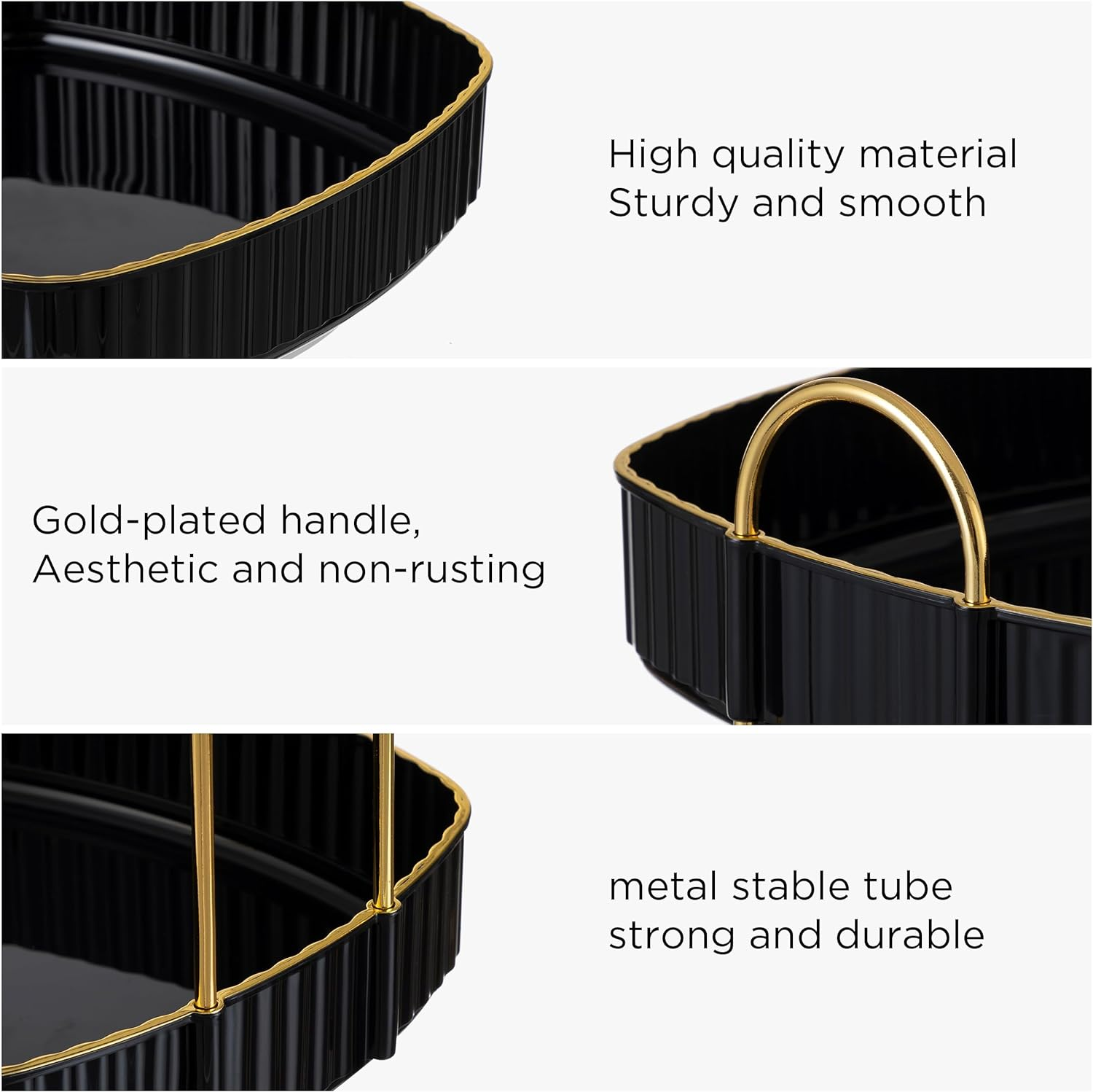 Makeup Organiser Rotating, Square 2 Tier Cosmetic Perfume Beauty Skincare Organiser Stand,Large Capacity 360 Spinning Organiser Storage for Vanity Bathroom Desk Countertop,Black image number 3