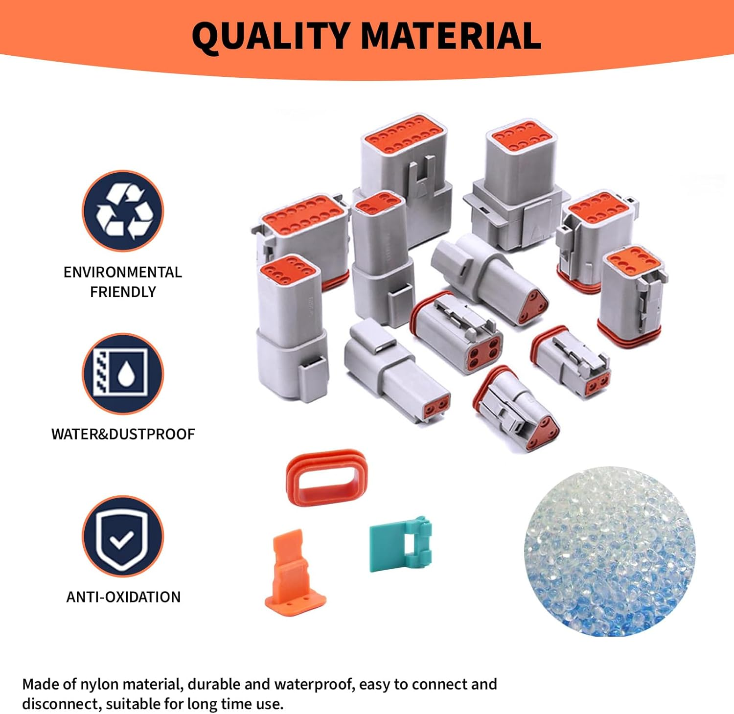 MAEZOE 2 Pin Deutsch DT Connector Kits, 6 Sets 2 Pin Waterproof Connector with Size 16 Solid Contacts, Electrical Wire Connector for Truck, Off-Road Vehicles, Marine, Motorcycle Wiring