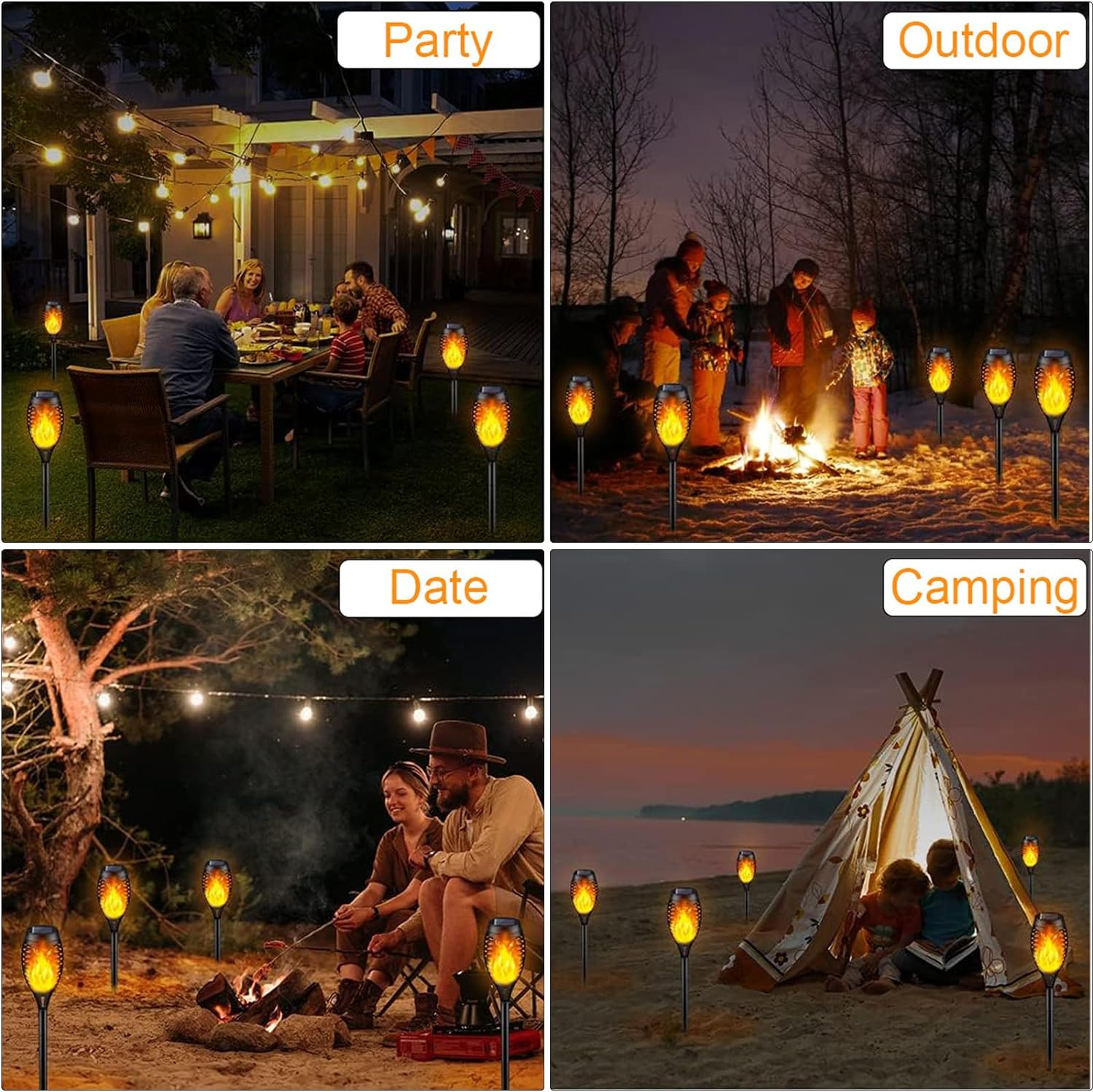 Solar Lights Outdoor, Solar Garden Lights with Flickering Flame for Garden Decorations, Solar Torch Light, Waterproof Solar Powered Outdoor Lights, Flame Torches for outside Patio Pathway Yard(6 Pack) image number 4