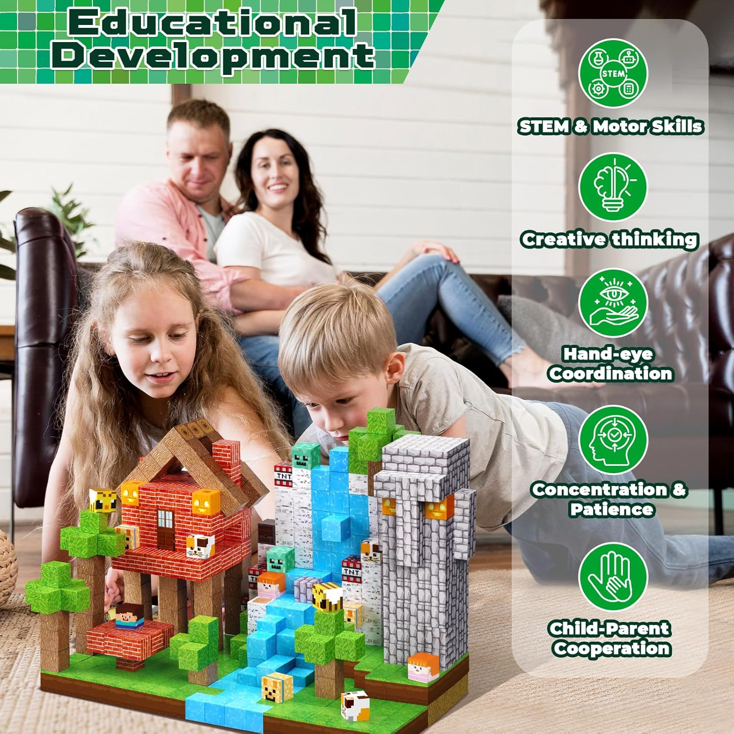 Magnetic Blocks-150Pcs Building Blocks, Magnetic Tiles Kids Build Cubes Constructionstoys 2025 Upgraded STEM Game Outdoor Toys, Christmas Birthday Gifts for Boys & Girls Ages 3+