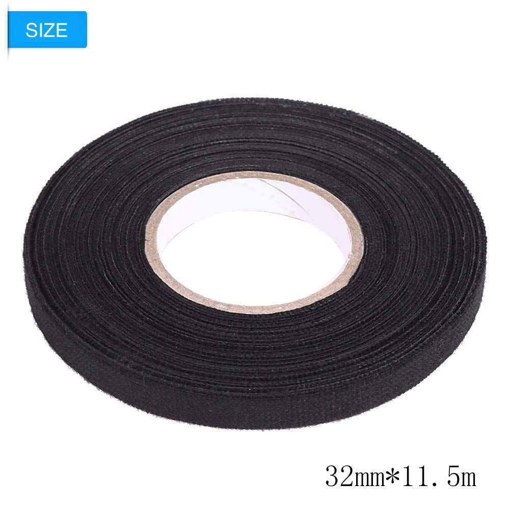 Black Electrical Tape, Automotive Wiring Harness Tape, Self Adhesive Wire Loom Tape, Heat Resistant Tape for Protection Insulation Cable Fixed(32Mm*15M) image number 4