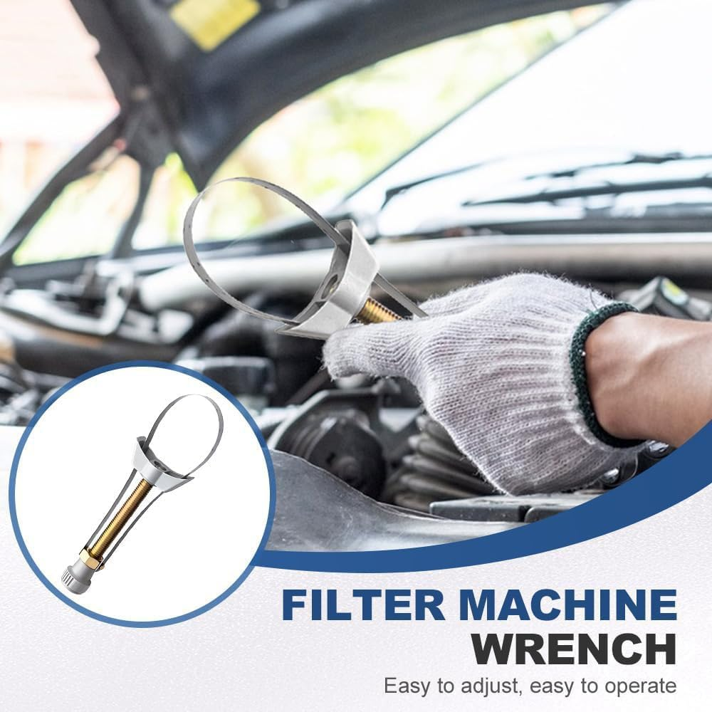 Adjustable Oil Filter Wrench Heavy Duty Universal Oil Filter Removal Tool with Non Slip Strap, Fits Cars, Trucks, Excavators, 1Piece Lightweight Wrench for Easy Oil Change and Maintenance image number 1