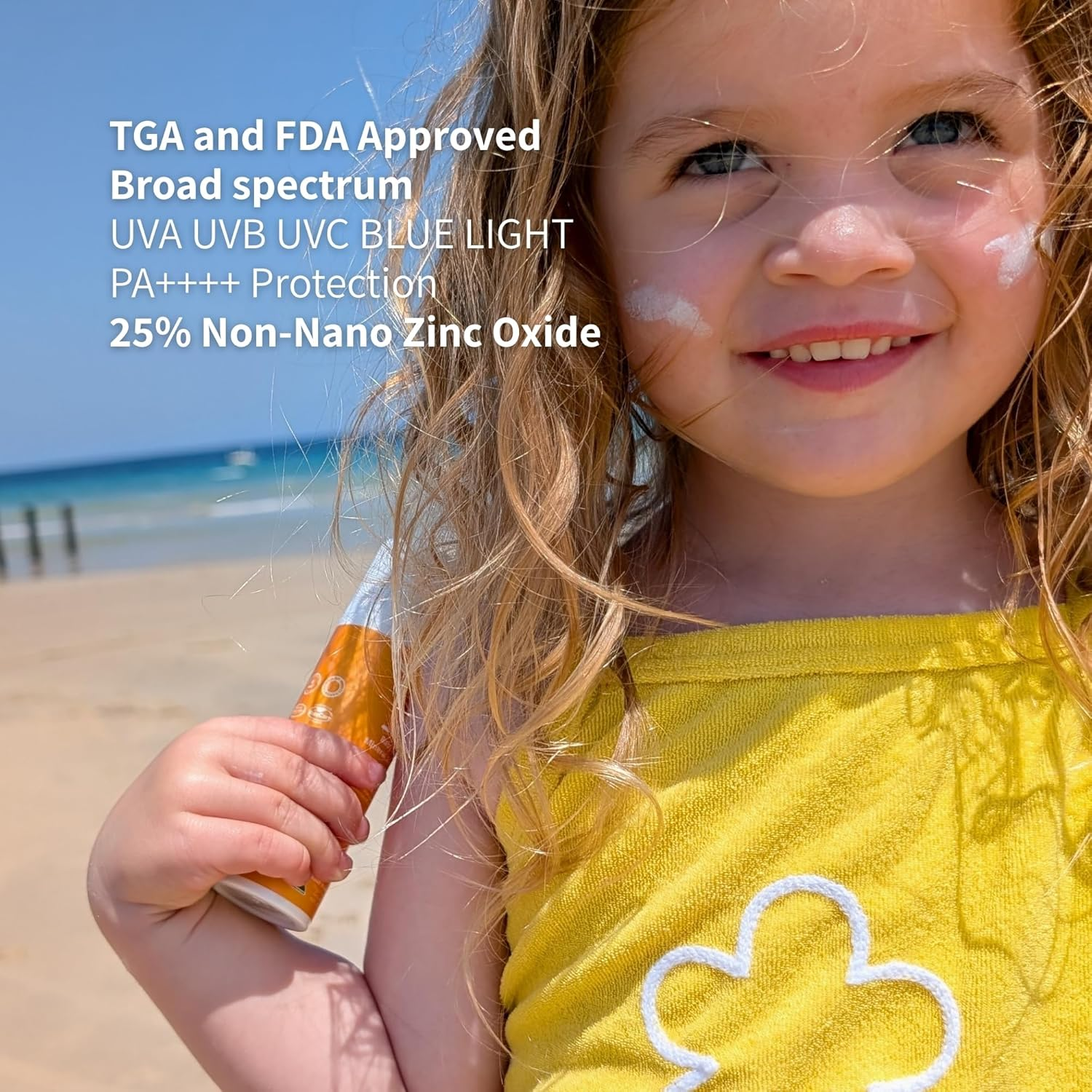 Organic Baby & Kids Mineral Sunscreen SPF 50 | 25% Non-Nano Zinc Oxide for Sensitive Skin | No White Cast, Non-Greasy & Fragrance-Free | TGA & FDA Approved | with Hyaluronic Acid - 70G
