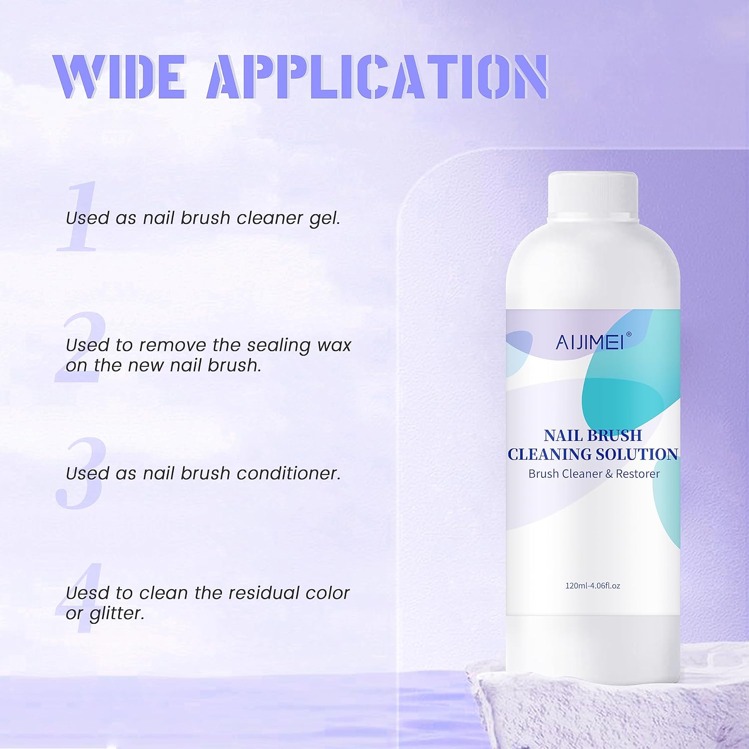 Aijimei Nail Brush Cleaner Restorer Solution Acrylic Nail Brush Cleaner Quickly Clean for Acrylic Nail Brushes, Glitter Gel Nail Polish Brushes, Builder Hard Gel Brush (120ML-4.2FL.OZ) image number 3
