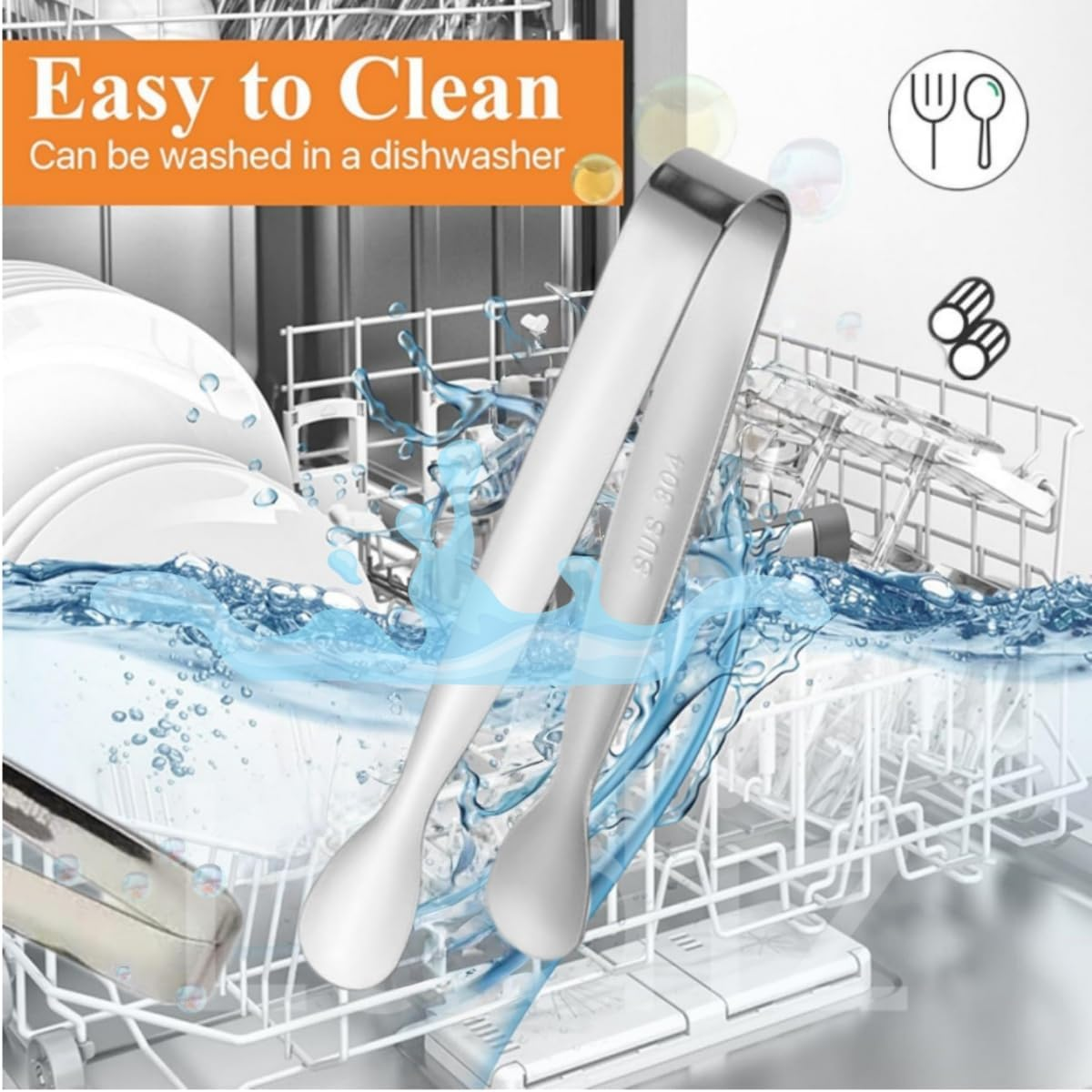 Stainless Steel Mini Ice Tongs, Silver Kitchen Tongs, for Tea Parties, Coffee Bars, Dessert Bars, 15 Pieces image number 5