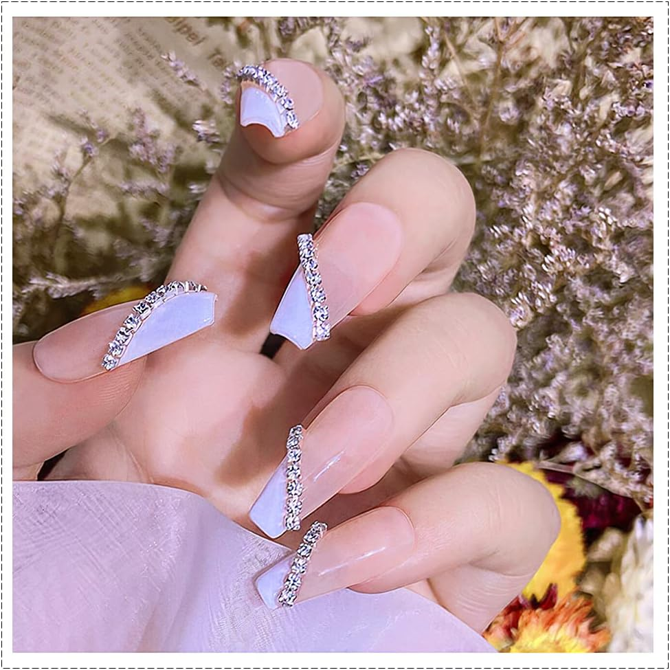 3D AB Rhinestone Chain Nail Art Studs Crystal Diamond Chain Pearl Chain Nail Decoration Metallic Chains Alloy Punk Pendant Ornaments for Nail Art Decoration & DIY Crafting Design (6 Pcs) image number 2