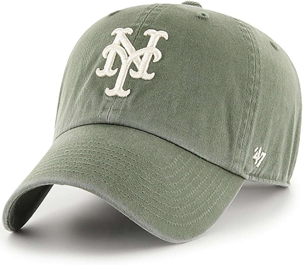 47 Brand MLB Moss Green Primary Logo Clean up Adjustable Strap Baseball Cap Hat, Adult One Size Fits All image number 3