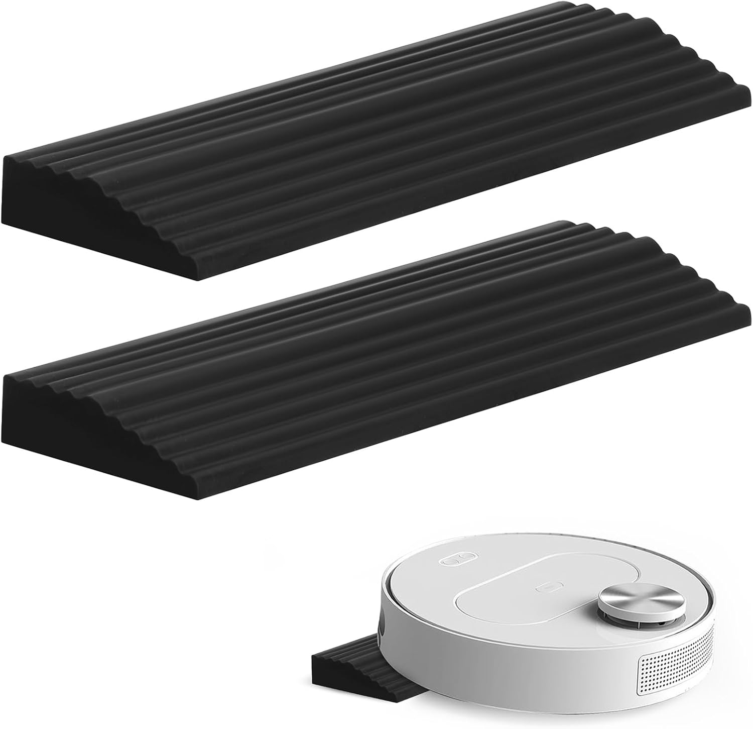 Iplusmile 2Pcs Door Threshold Ramp for Robot Vacuum Cleaner, Universal Bathroom Doorways Climbing Mat Threshold Strip for Wheelchair Sweeping Machine (1.3 X17Cm) image number 6