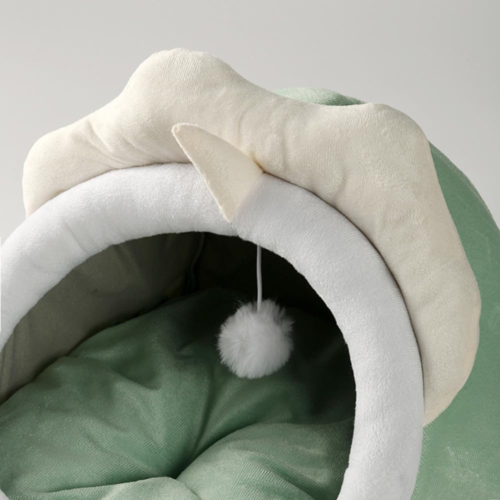 Natureman Cat Beds for Indoor,Cat House with Hanging Cat Ball Toy,Kitten Tent House Removable Cotton Pad,Warm and Soft Pet Cat Supplies Kitten Small Dogs Pet Bed (Green, M) image number 6