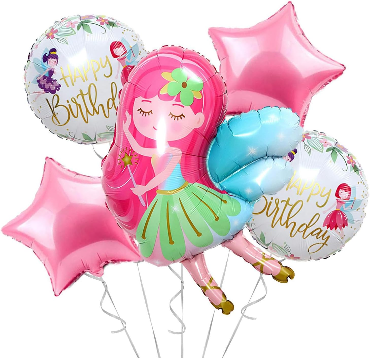 Fairy Princess Party Decorations Balloons, Fairy Balloons Star Balloons Magical Fairy Tale Balloon Perfect Floral Wonderland Fairies Themed Mylar Foil Helium Balloon Decor (Princess) image number 2