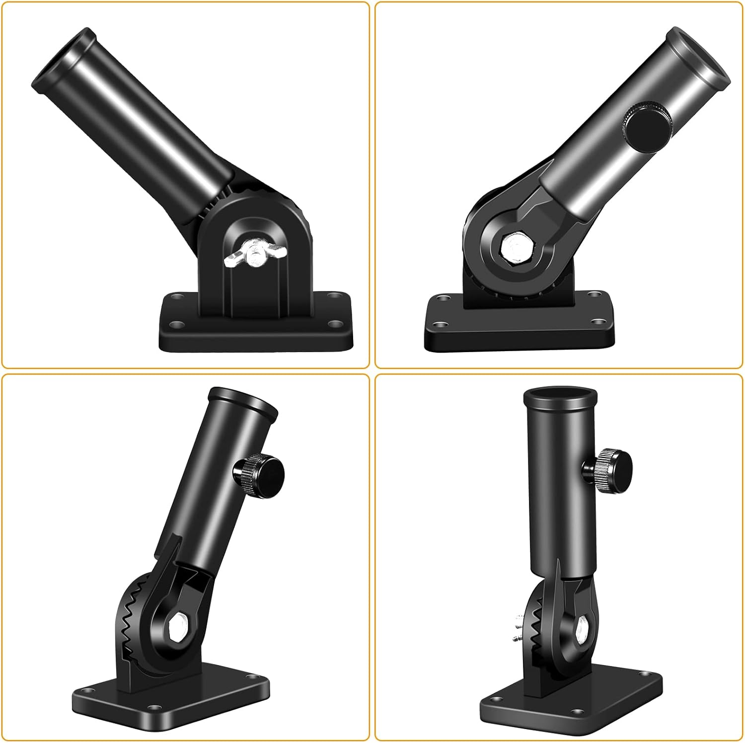 Flag Pole Holder Brackets, 1" Flag Pole Mounting Bracket with Hardwares for House Wall Porch, 1" Inner Diameter, 180&deg; Adjustable Multi Positions, Aluminium Alloy(1 Pack Black, Multi-Positions) image number 3