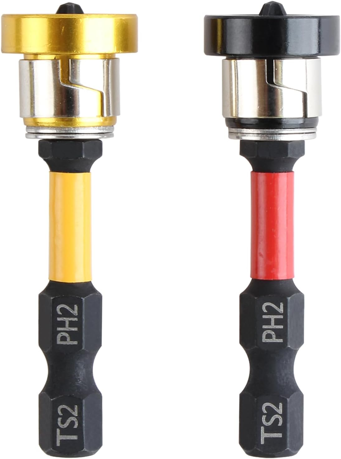 YUENTOEN 2Pcs Magnetic Positioning Screwdriver Bit, Hex Shank Positioning Bit for Plasterboard Screw (Red+Yellow) image number 3