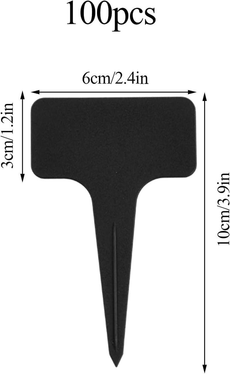100 Pcs Black Plant Tags, Garden Label Potted Plants, Reusable T-Type Garden Labels Nursery Stake Tags, Plant Name Labels, for Outdoor Plants Herbs Flowers image number 2