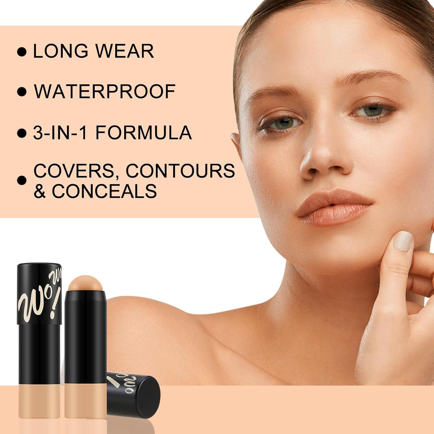 Matte Foundation Stick,Lightweight Buildable Full Coverage, Longwear Face Foundation，Concealer Stick,Waterproof image number 5