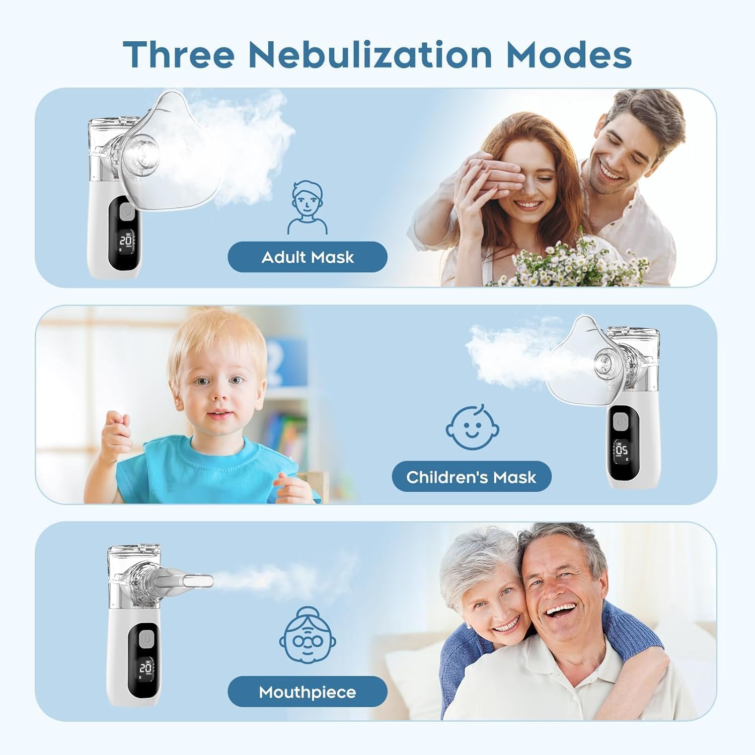 Nalcisor Nebulizer, Portable Nebulizer for Adults and Kids,With Intuitive LED Interface and Timing Function,Rechargeable Ultrasonic Nebulizer for Travel Home Use image number 4