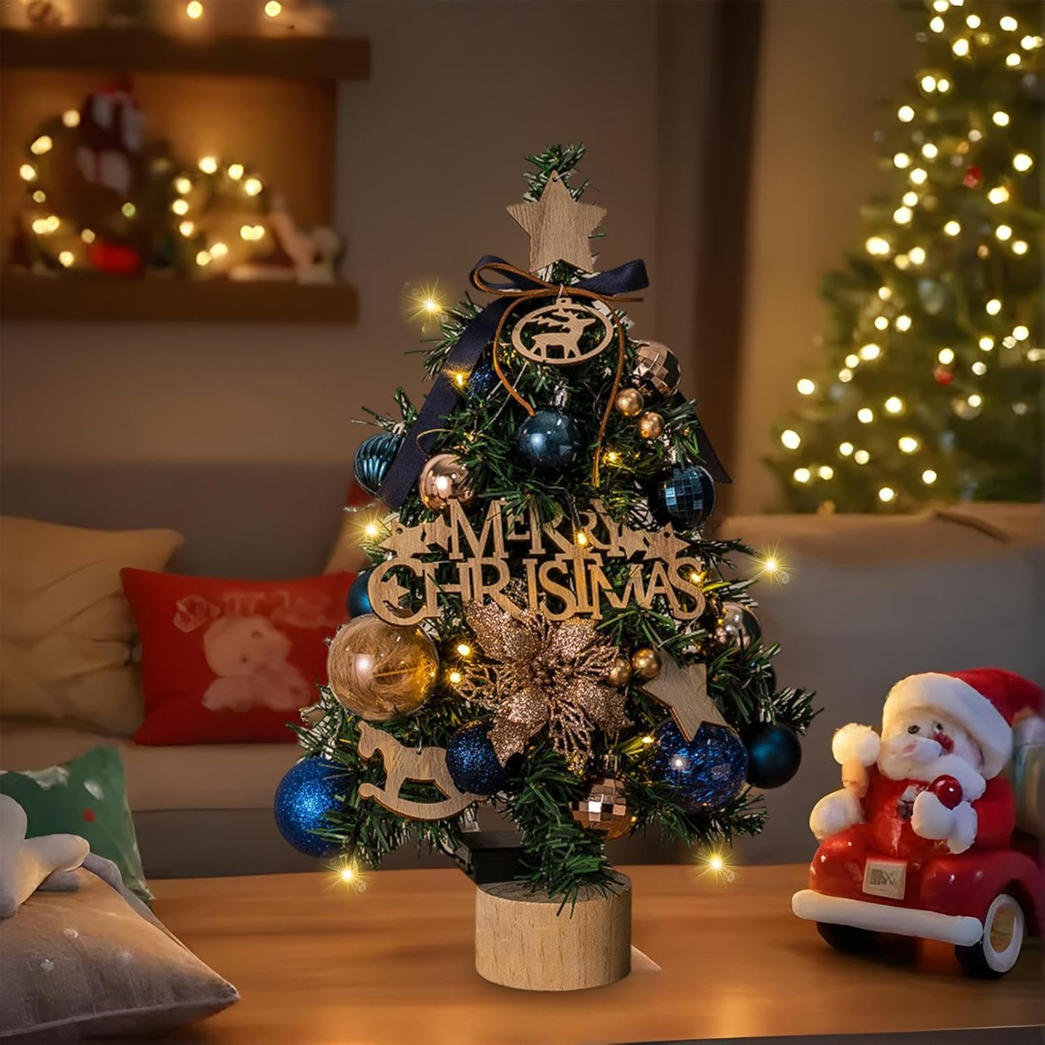 Light up Christmas Tree Decorations | Holiday Ornament | Christmas Tree Tabletop Holiday Tree with Star Topper for Fireplace 18 Inches image number 2